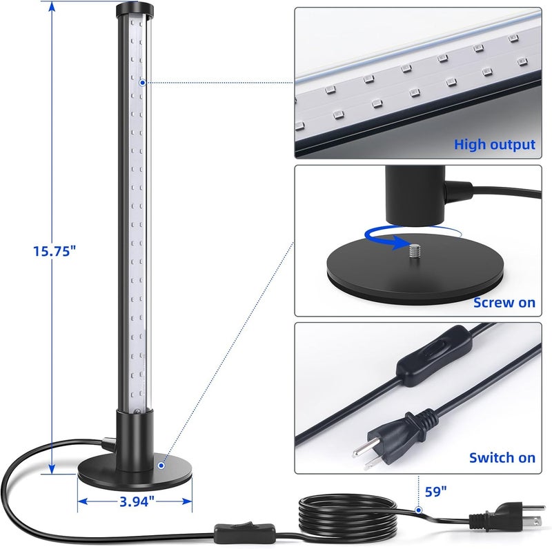 Barrina LED Black Lights, T10 Vertical Standing Table Blacklight Fixture, 14W, 385-400nm, 1FT Desktop Led Black Light with Stand and On/Off Switch, Perfect for Party - Image 5
